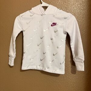 Nike Kids White Hoodie with Pink Accents